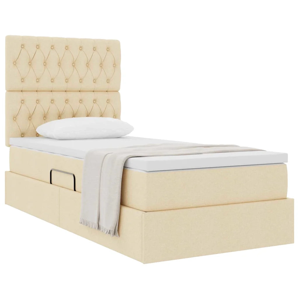 Letto con contenitore e materasso Crema 90 x 200 cm Poliestere