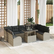 Set Divano da Giardino 10 pcs Grigio chiaro e grigio polyrattan