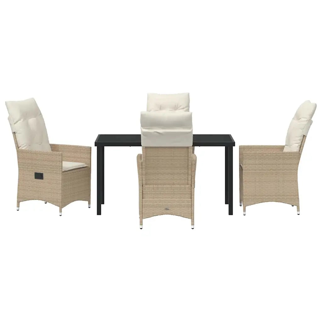 Set da Pranzo per Giardino con cuscino 5 pcs Beige polyrattan 3379557