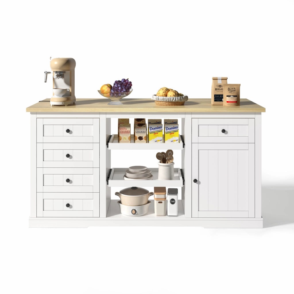 Credenza Cucina con Cassetti e Ripiani ¨C MINIMAL ¨C Bianco 150x65x75