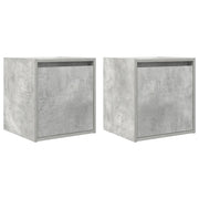 Set di 2 Comodini | Armadio da Notte | Mobiletto da notte a Muro Grigio Cemento 38x34x40 cm
