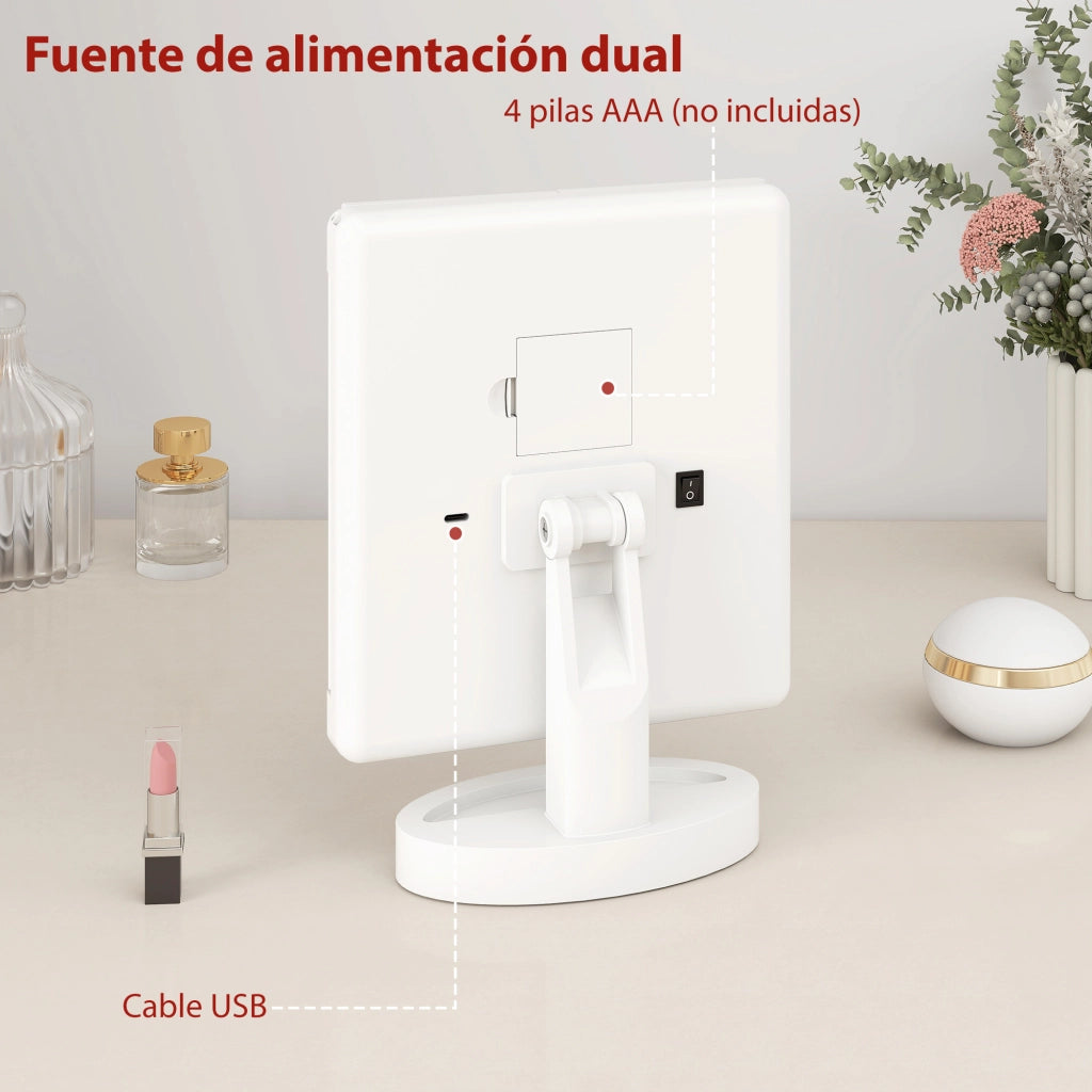 Specchio Trucco con Luce LED ¨C Xylo ¨C 21 LED Ingrandimento 1X/2X/3X Rotazione 180¡ã Touch Bianco