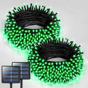 Impianto di illuminazione solare per esterno, 32 m, 300 LED, con telecomando, lampada solare per esterno, resistente al tempo, 8 impostazioni, lampada solare per esterno, adatta per giardino, equipaggiata con energia solare