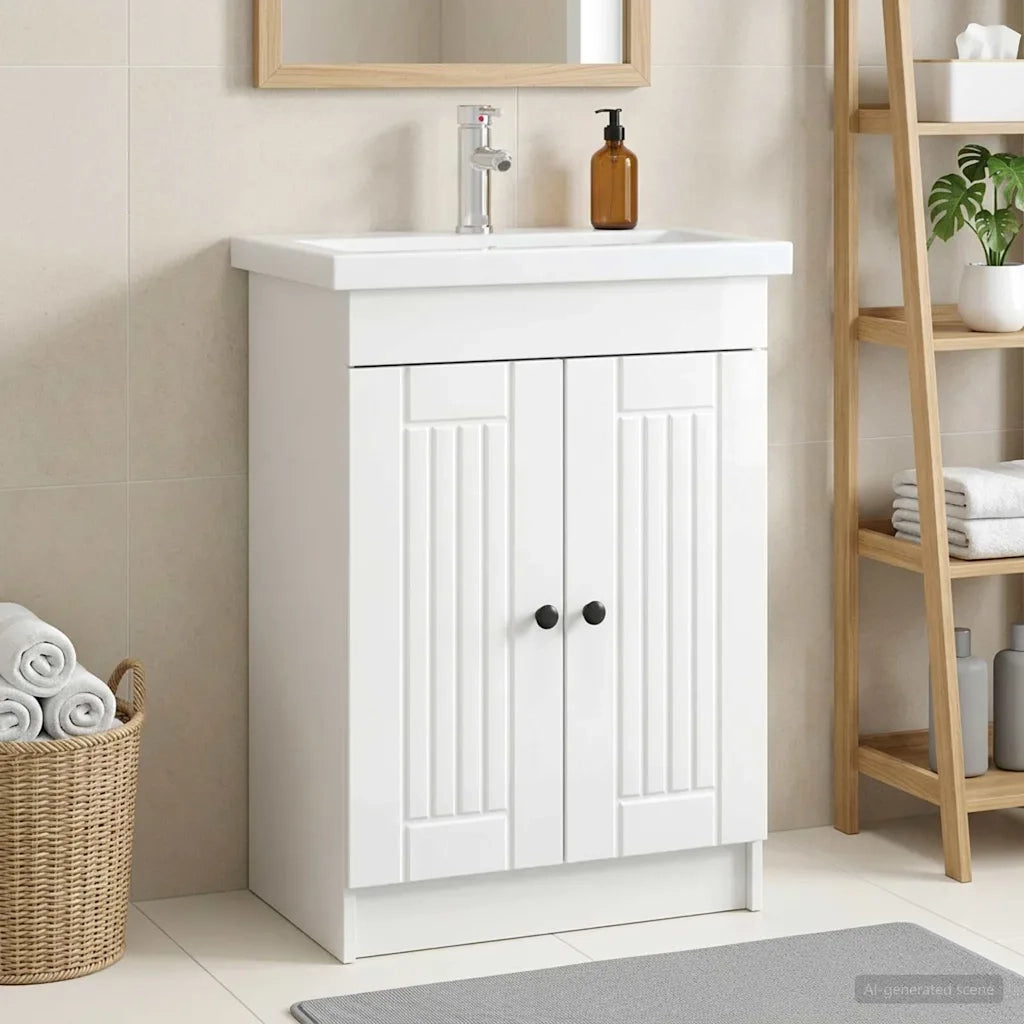 Mobiletto da Bagno | Armadio da bagno sotto il lavello Bianco Lucido