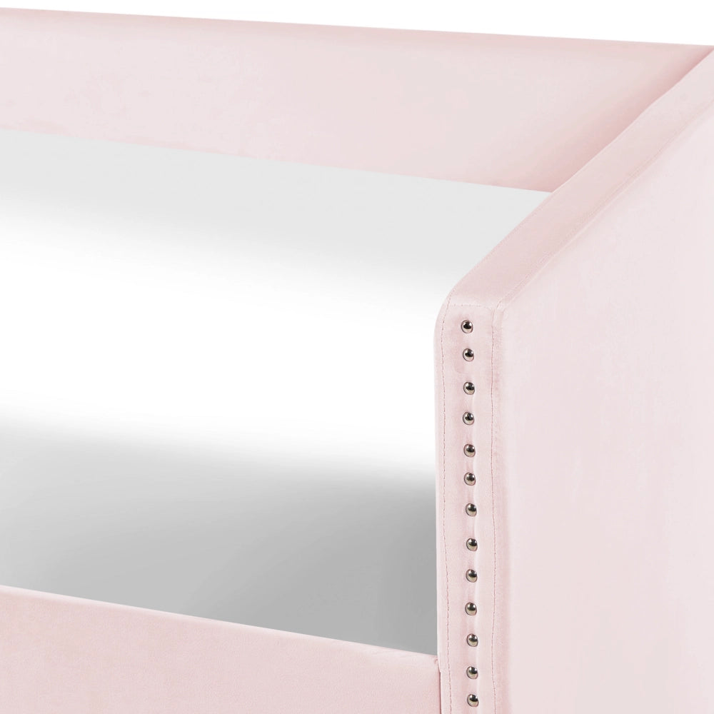 Letto estraibile 90 x 200 cm Velluto rosa Singolo doghe in legno Daybed Glamour Borchie decorative