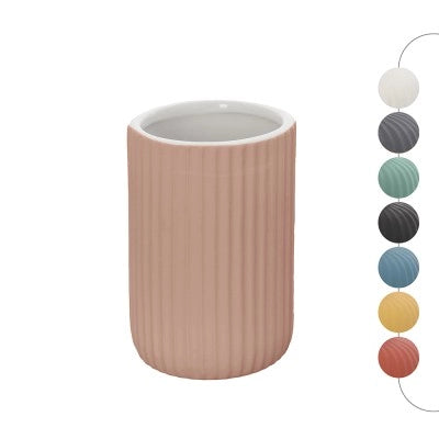 Portaspazzolini bagno da appoggio rosa in ceramica soft touch Spring