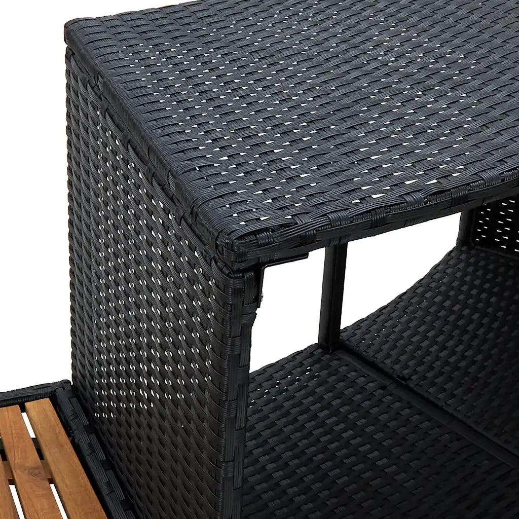 Bordo Spa Nero in Polyrattan e Legno d'Acacia CFW2707002