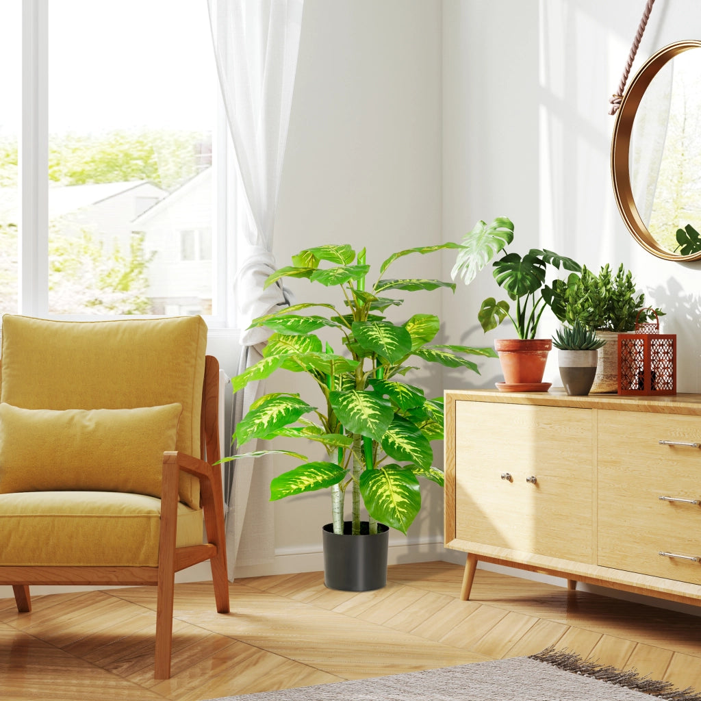 Pianta artificiale in resina con vaso in cemento ¨C Minimal ¨C Verde 95 cm