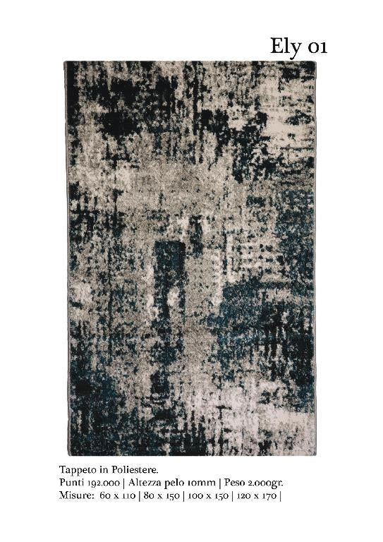 Tappeto Arredamento Casa in Poliestere Luxury Ely Blu 60 x 110 cm