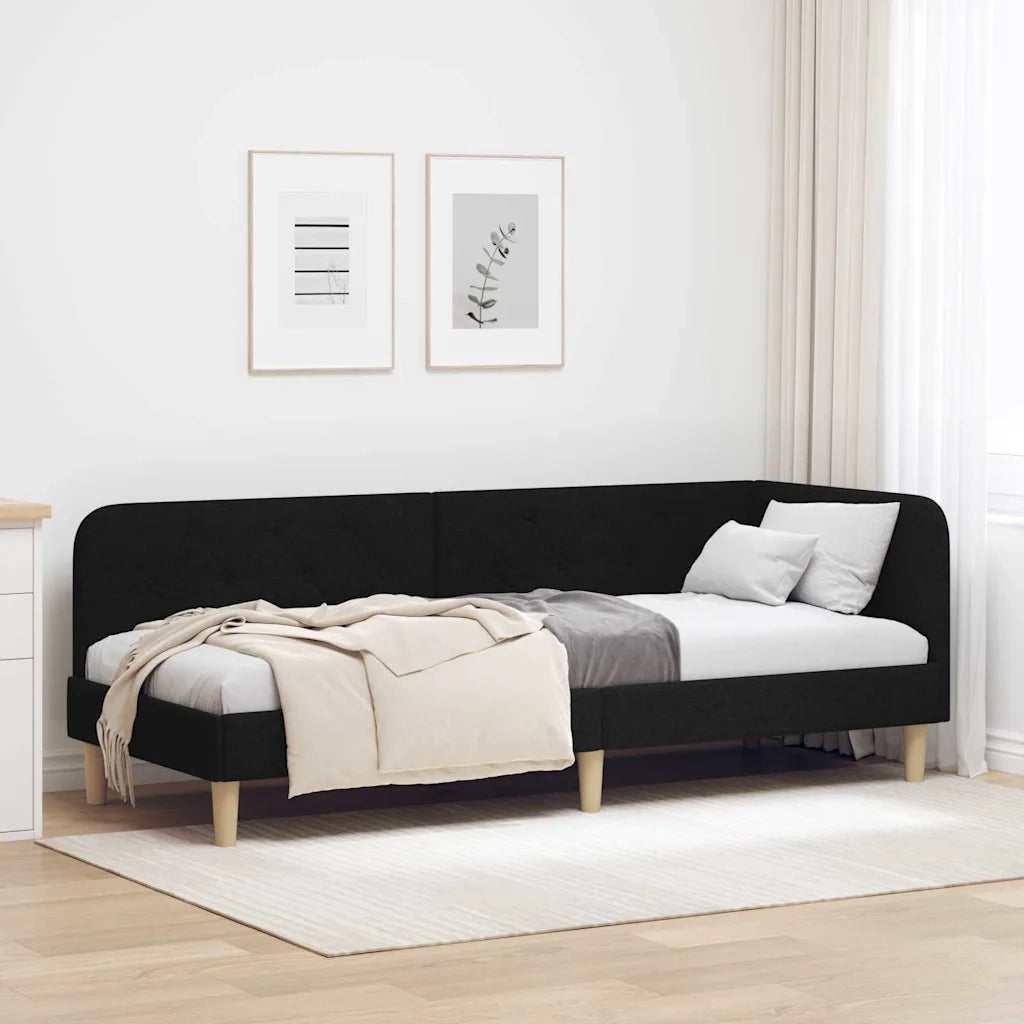 Cornice del letto ad angolo Nero 80 x 200 cm Tessuto