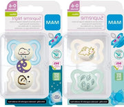 Fopspeen in Silicone per Bambini da 0 a 6 Mesi - Set di 4 Unisex con Scatole da Viaggio