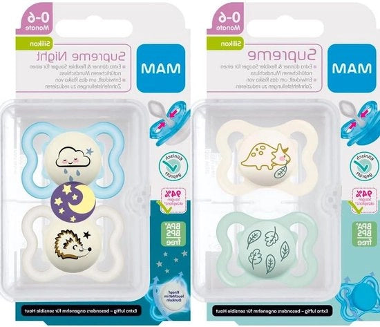 Fopspeen in Silicone per Bambini da 0 a 6 Mesi - Set di 4 Unisex con Scatole da Viaggio