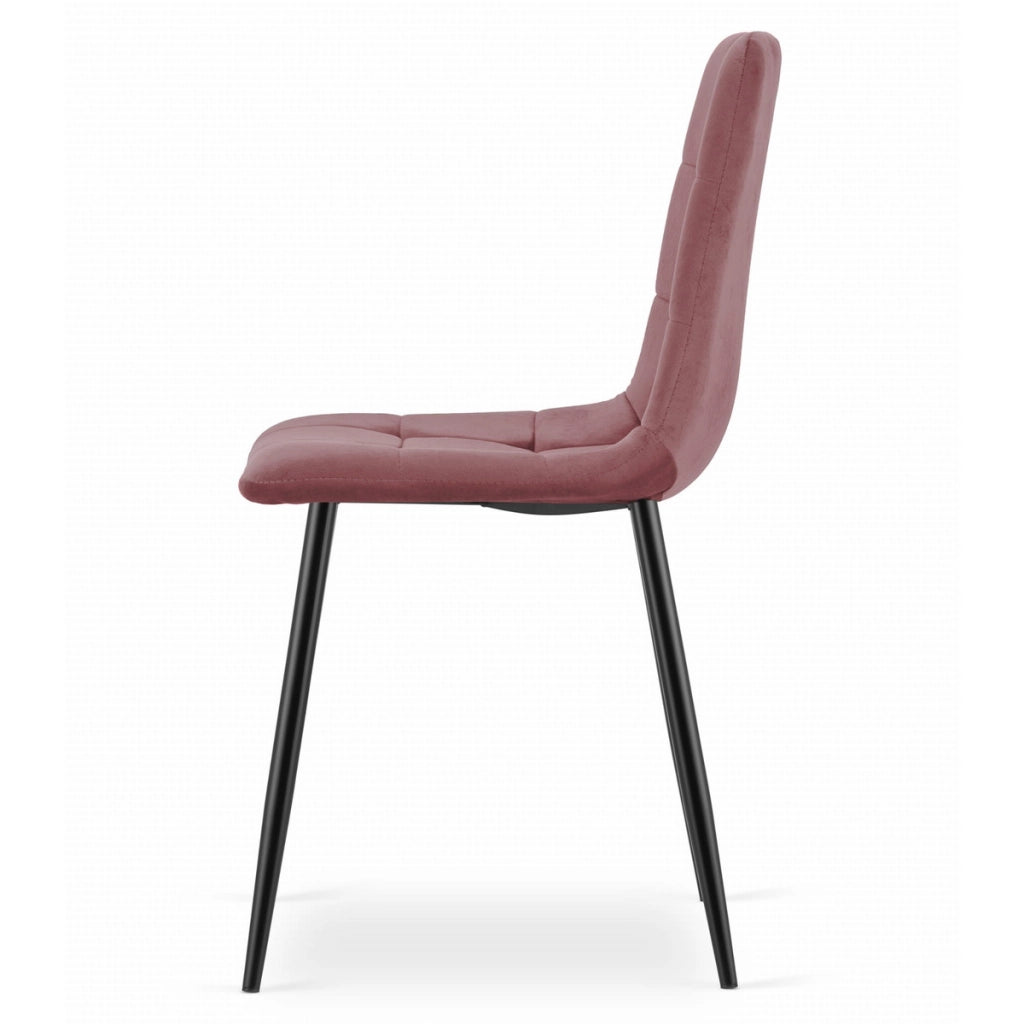 Sedia Kara in velluto rosa antico con gambe nere