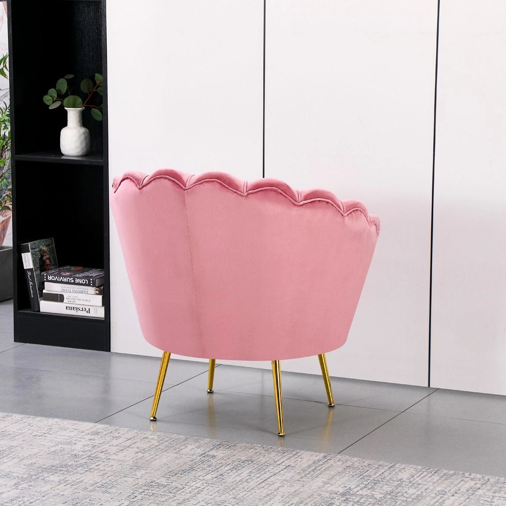 Poltrona Orel a Conchiglia in Velluto Rosa – Design Elegante e Avvolgente