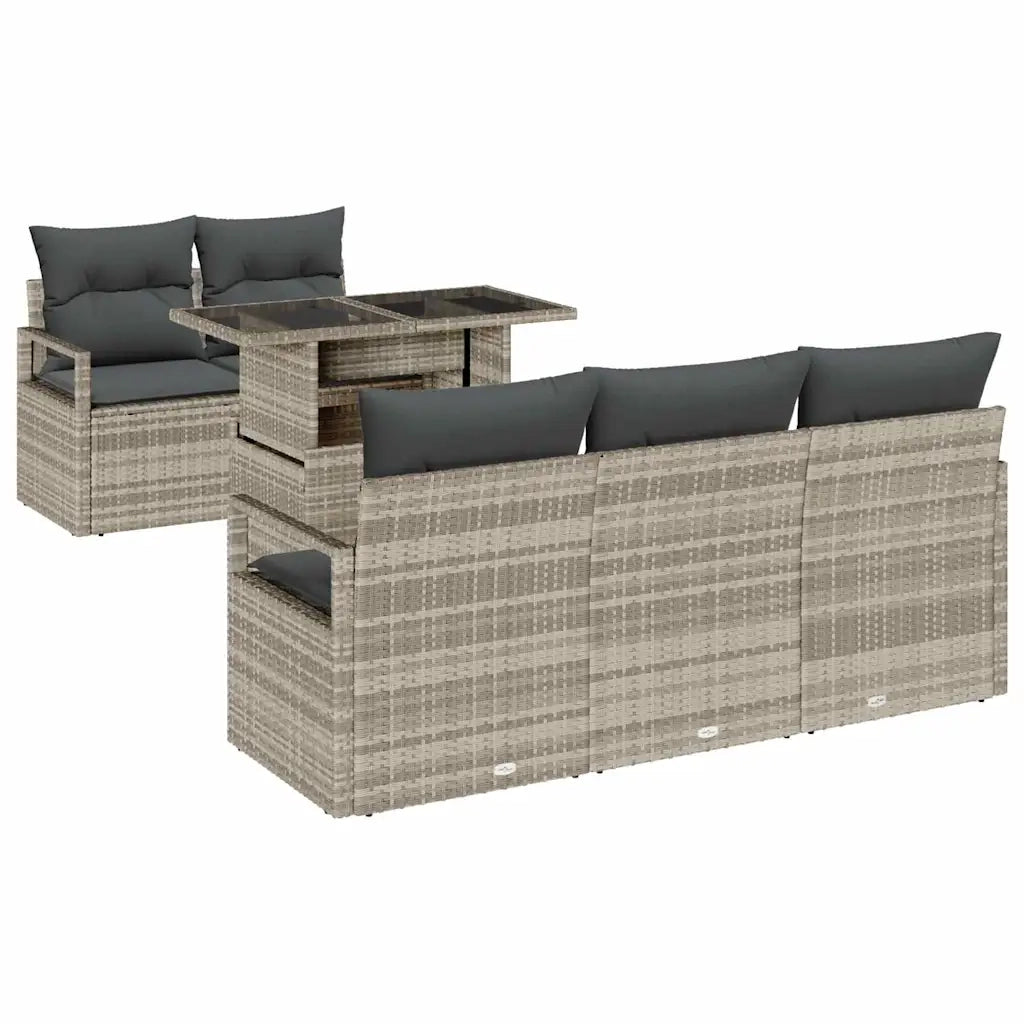 Set Divano da Giardino 6 pcs Grigio chiaro polyrattan