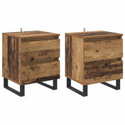 Set di 2 Comodini | Armadio da Notte | Mobiletto da notte Legno vecchio 40 x 35 x 50 cm
