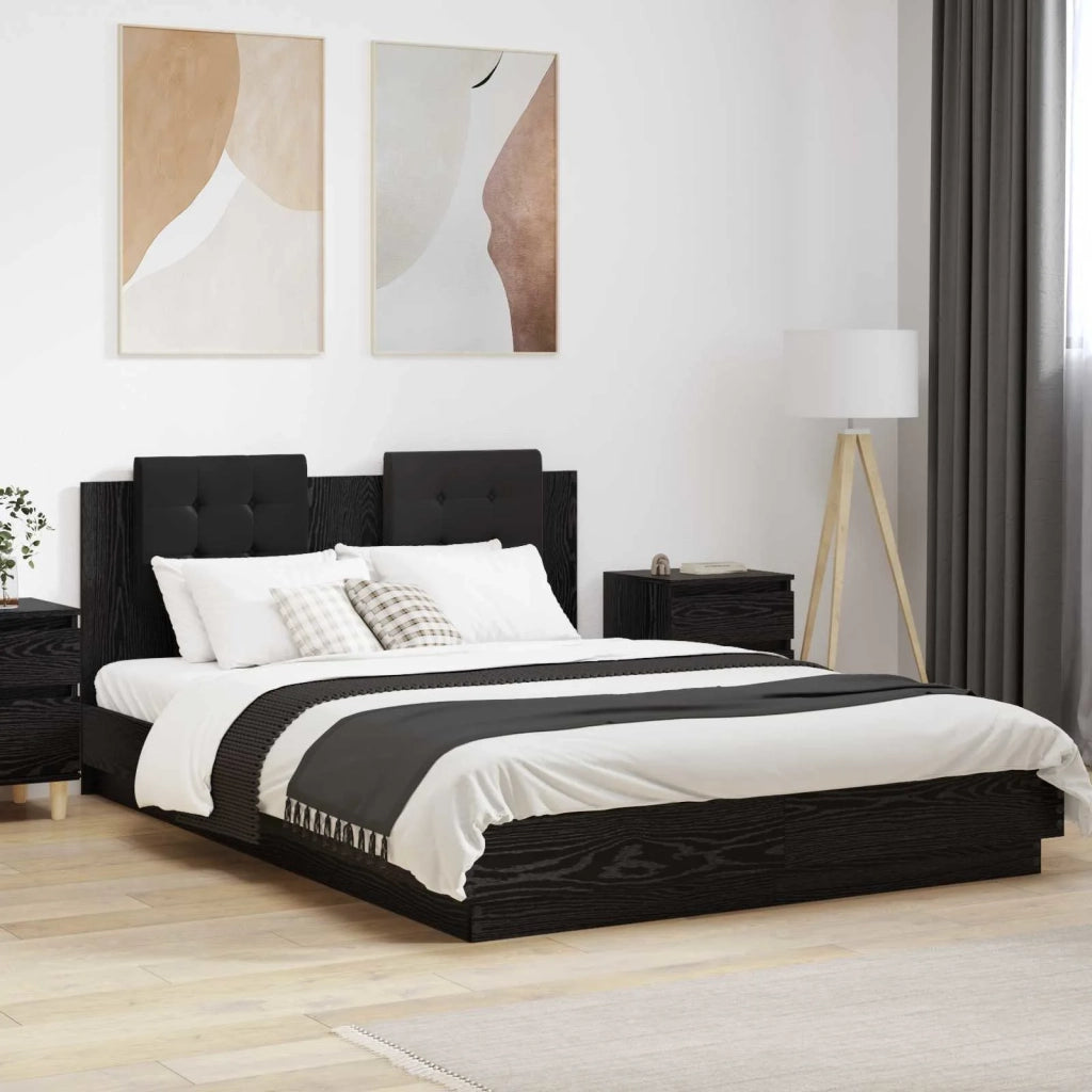 Struttura letto con testata-Giroletto Rovere Nero 120 x 200 cm