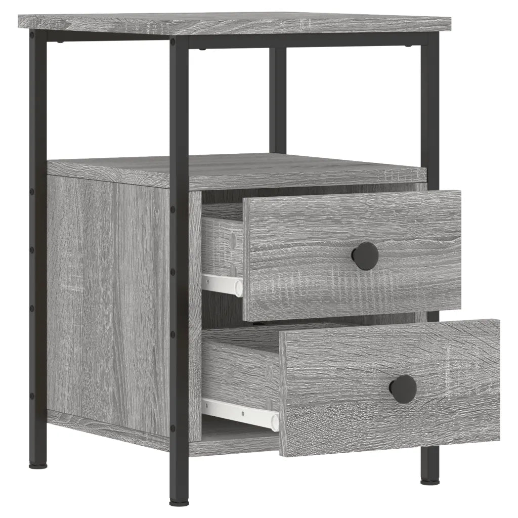 Set di 2 Comodini | Armadio da Notte | Mobiletto da notte Grigio Sonoma 34x35,5x50 cm in Legno Multistrato