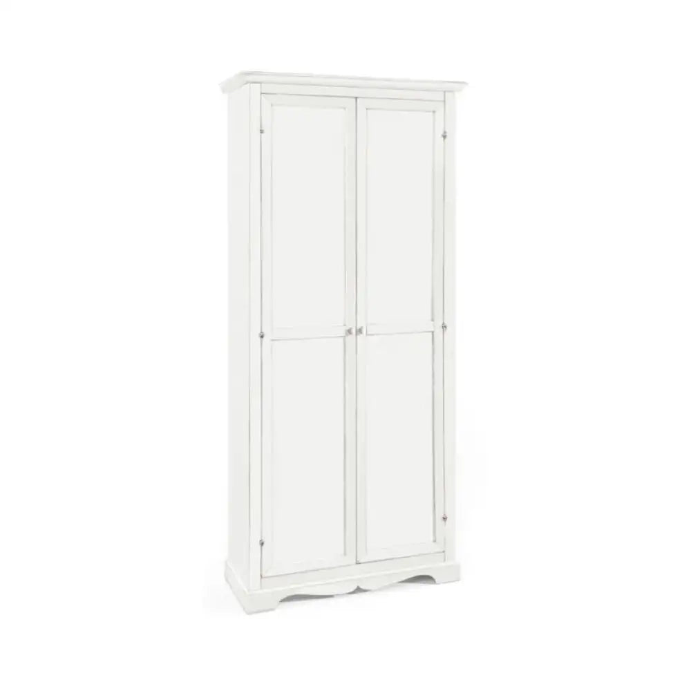 Armadio stipo 2 ante 6 ripani arte povera in legno massello e mdf con rifinitura in bianco 87x40x192 H