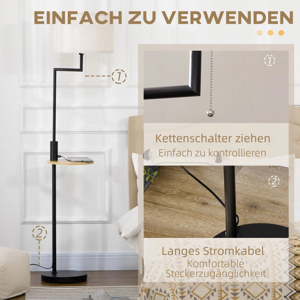 Lampada da Terra con Libreria ¨C Xylo ¨C Bamb¨´ Naturale e Nero