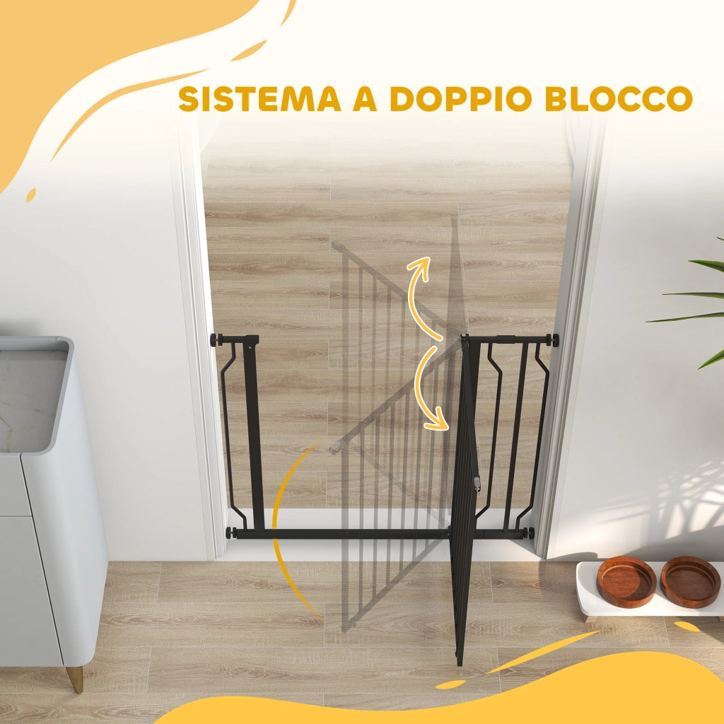 Cancello di Sicurezza per Cani Estensibile ¨C Minimal ¨C Nero, Acciaio e ABS, 75-95x76 cm