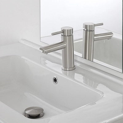 Set miscelatori lavabo e bidet acciaio spazzolato e piletta click-clack  York