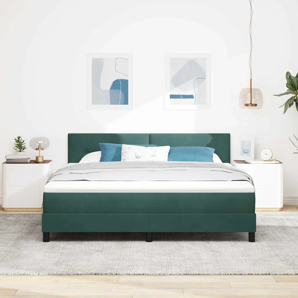 Letto a Sorgente LED con led Verde Scuro 180 x 200 cm Velluto