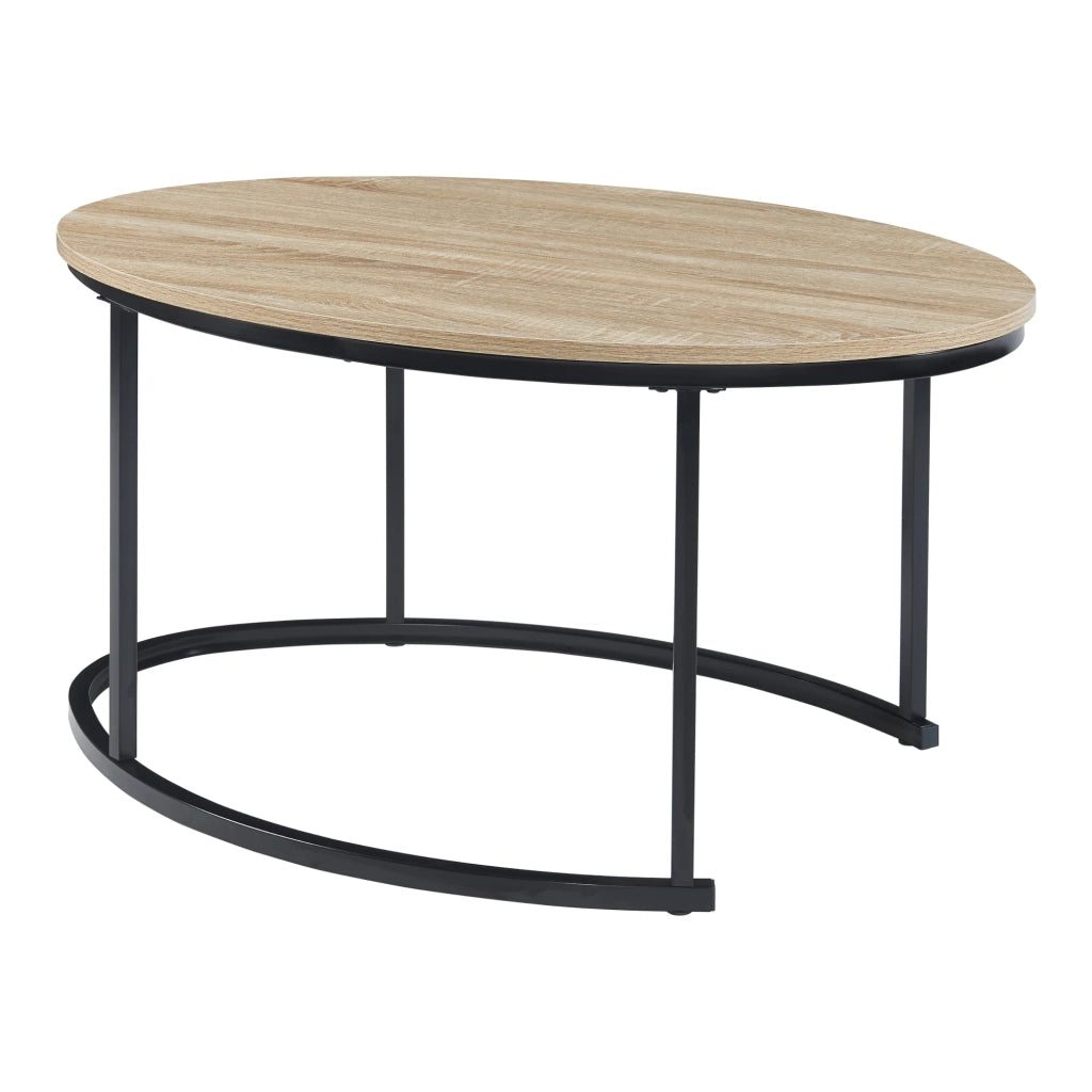 Set di 2 tavolini da caffè impilabili di diverse dimensioni effetto rovere nero 03_0009702