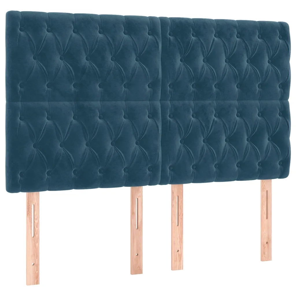 Testiera-Testata-Testiera Decorativa Blu Scuro 144x7x118/128 cm Velluto