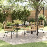 Set da Pranzo per Giardino 5 pcs Marrone polyrattan