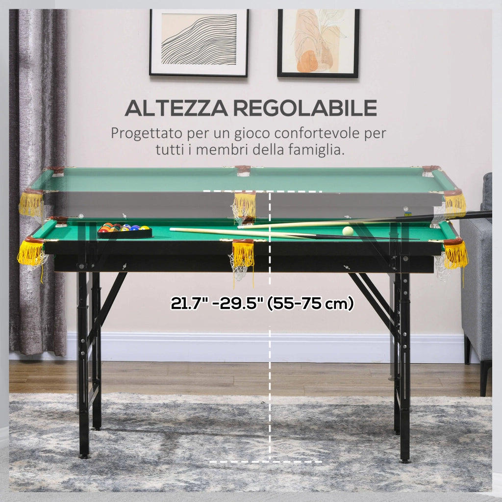 Tavolo da biliardo ¨C Minimal ¨C Verde, MDF e acciaio, 140x63x55-75 cm