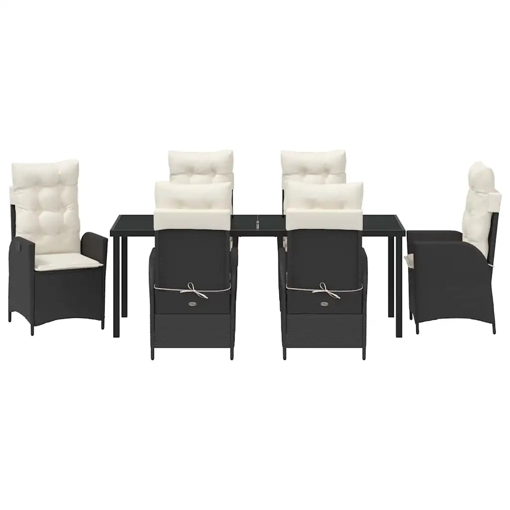 Set da Pranzo per Giardino con cuscino 7 pcs Nero polyrattan 3380482