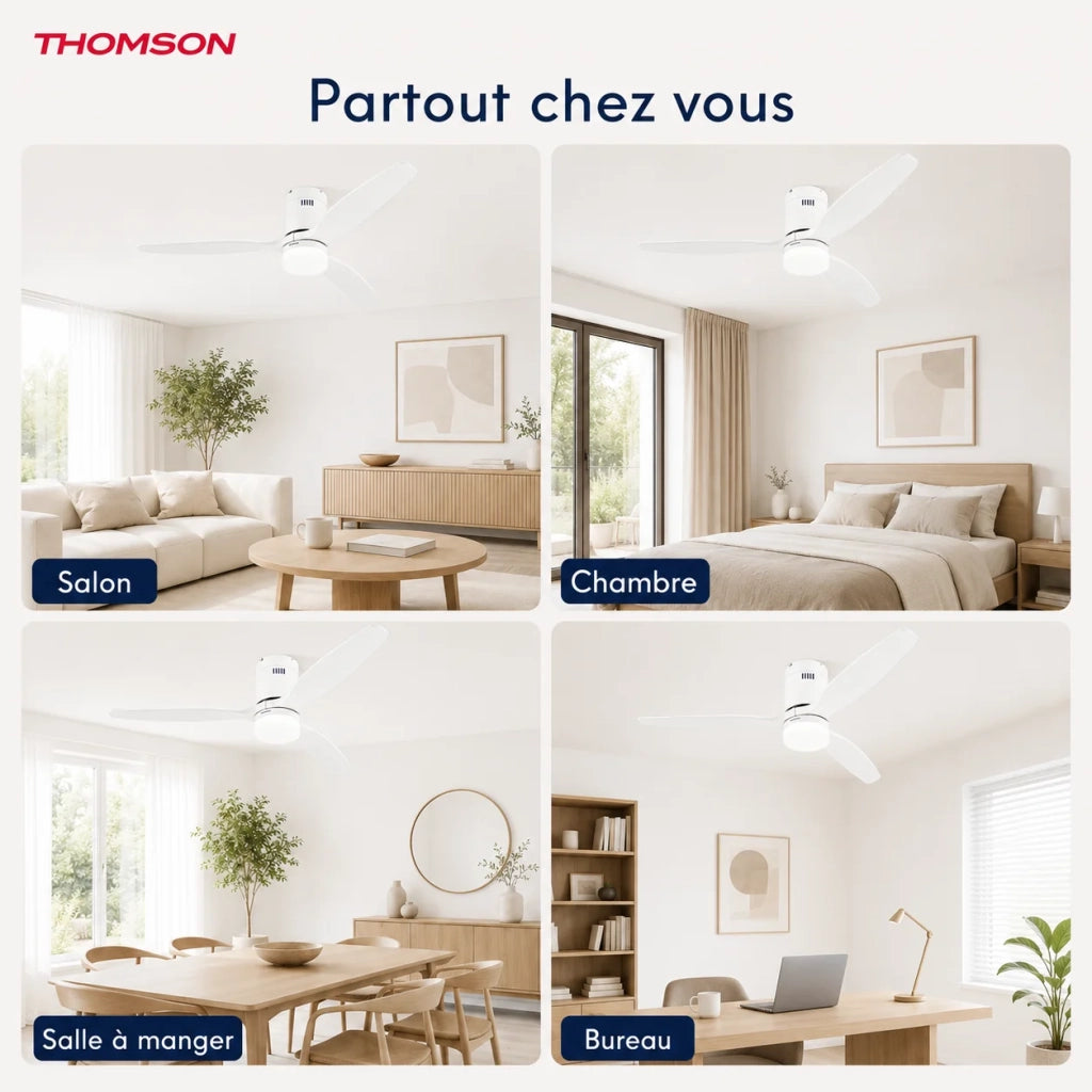 Ventilatore da soffitto con luce e telecomando incluso THOMSON SARA