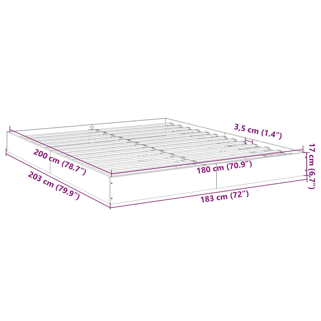 Letto matrimoniale | Letto per adulti | Giroletto senza Materasso Grigio Sonoma 180x200 cm Truciolato