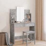 Toeletta con Specchio-Tavolo da Vanit¨¤ Grigio Cemento 96x39x142 cm
