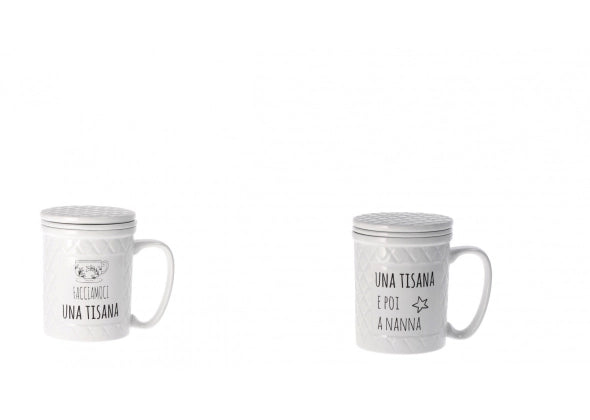 Tisaniera in ceramica con coperchio e filtro