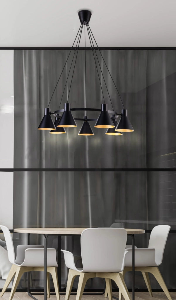 Lampadario Candellux More 37-71170 7xE27 nero/oro metallo
