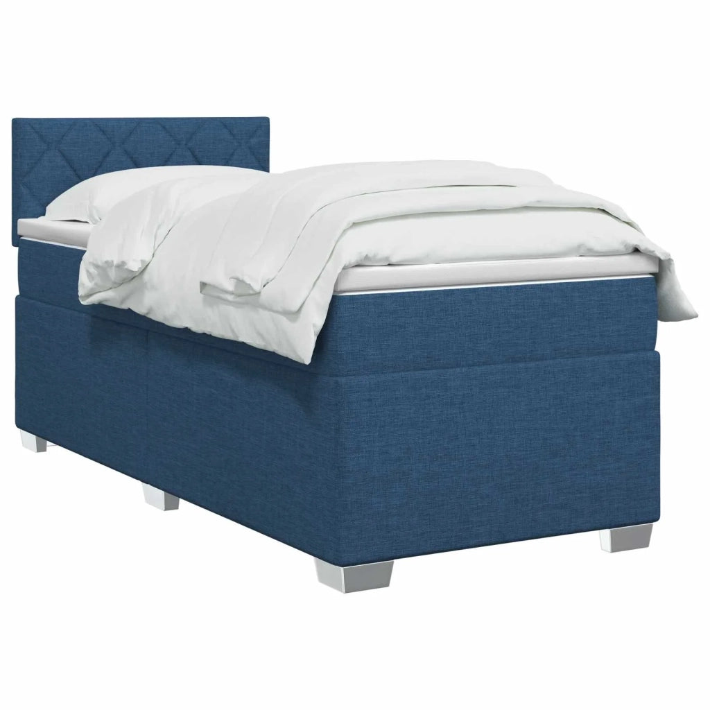 Letto con Box Spring, Materasso e LED Blu 90 x 190 cm Tessuto 3451846