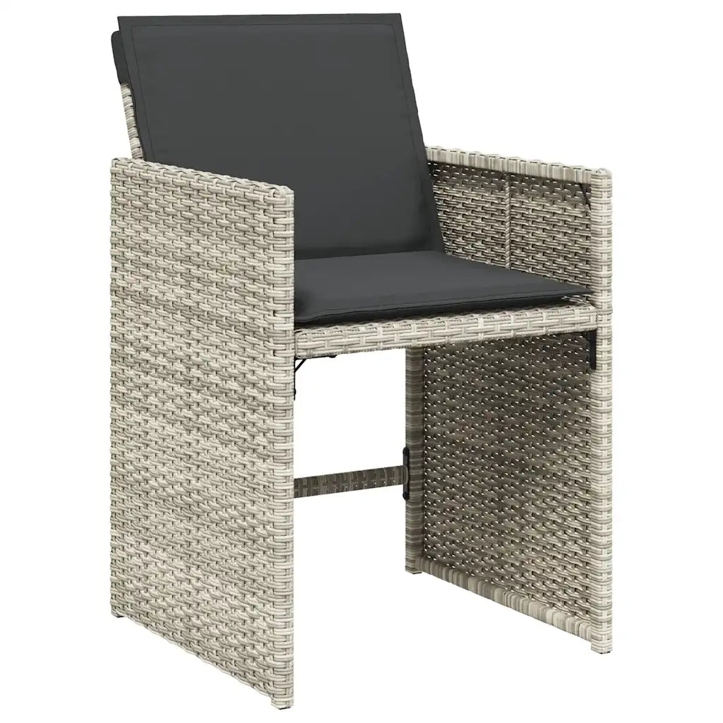 Set da Pranzo da Giardino 15 pz con Cuscini Grigio Polyrattan 3211235