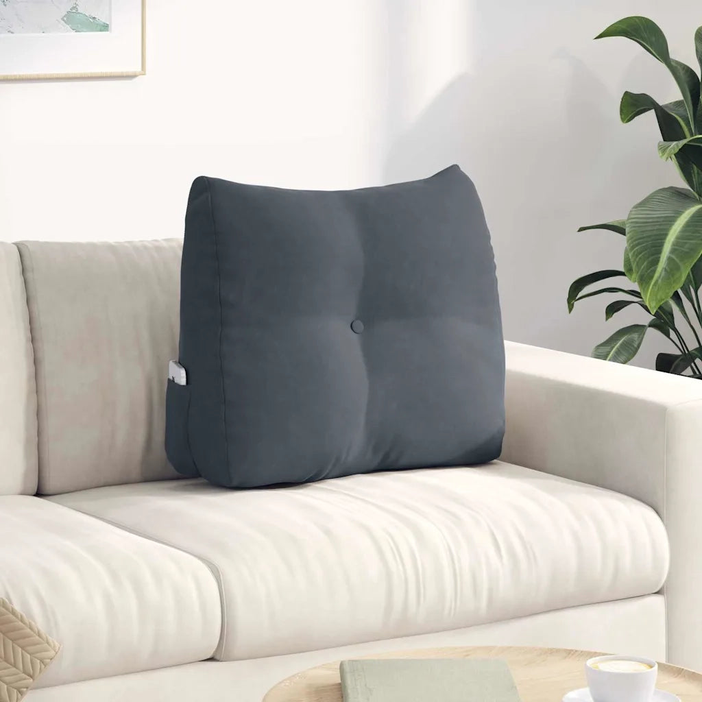 Cuscino per Schiena Grigio scuro 60 x 24 x 50 cm Velluto 42014401