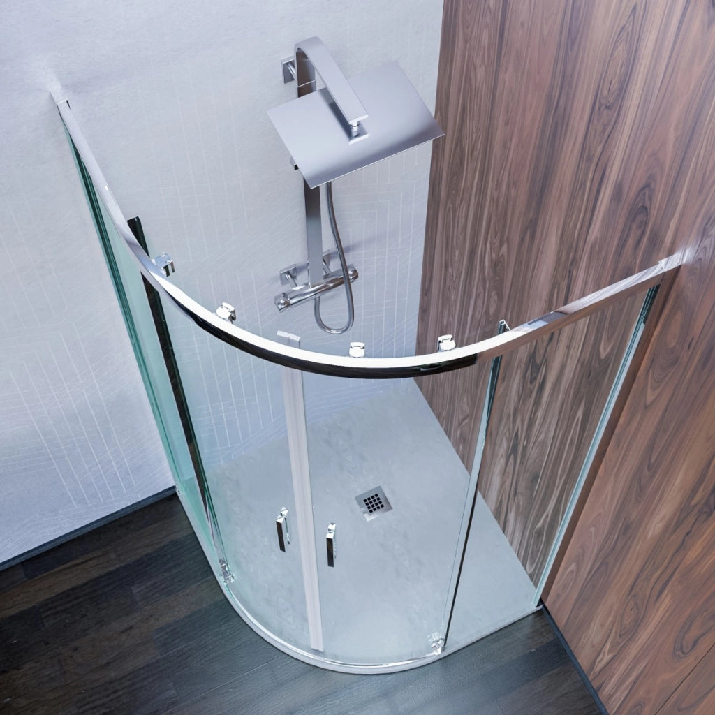 Box doccia semicircolare di design trasparente 6mm h195 icon, misura 90x90