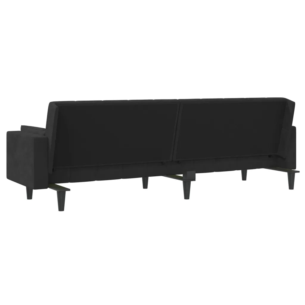 Divano Letto a 2 Posti con 2 Cuscini Nero in Velluto 375850
