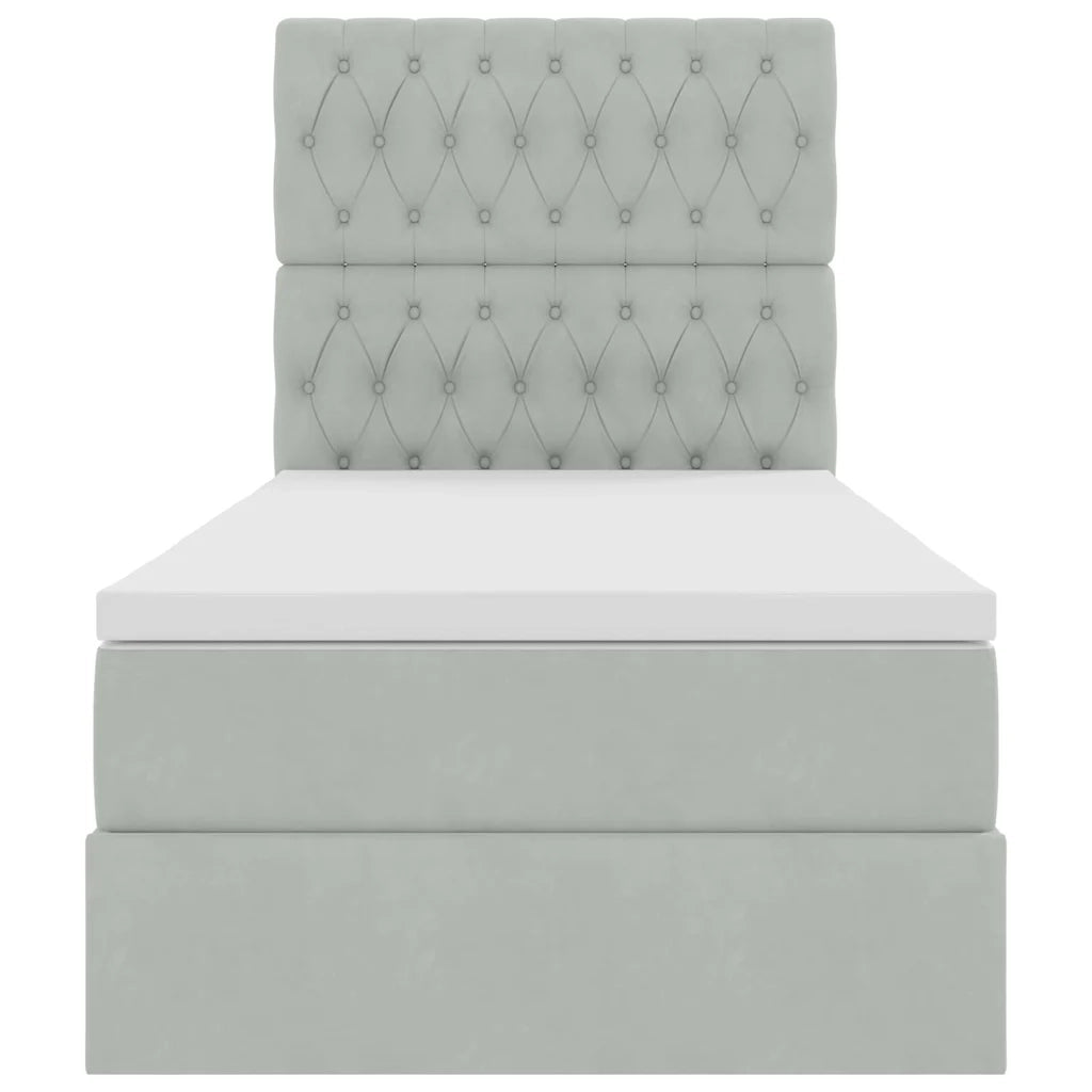 Letto con contenitore e materasso Grigio chiaro 100 x 200 cm