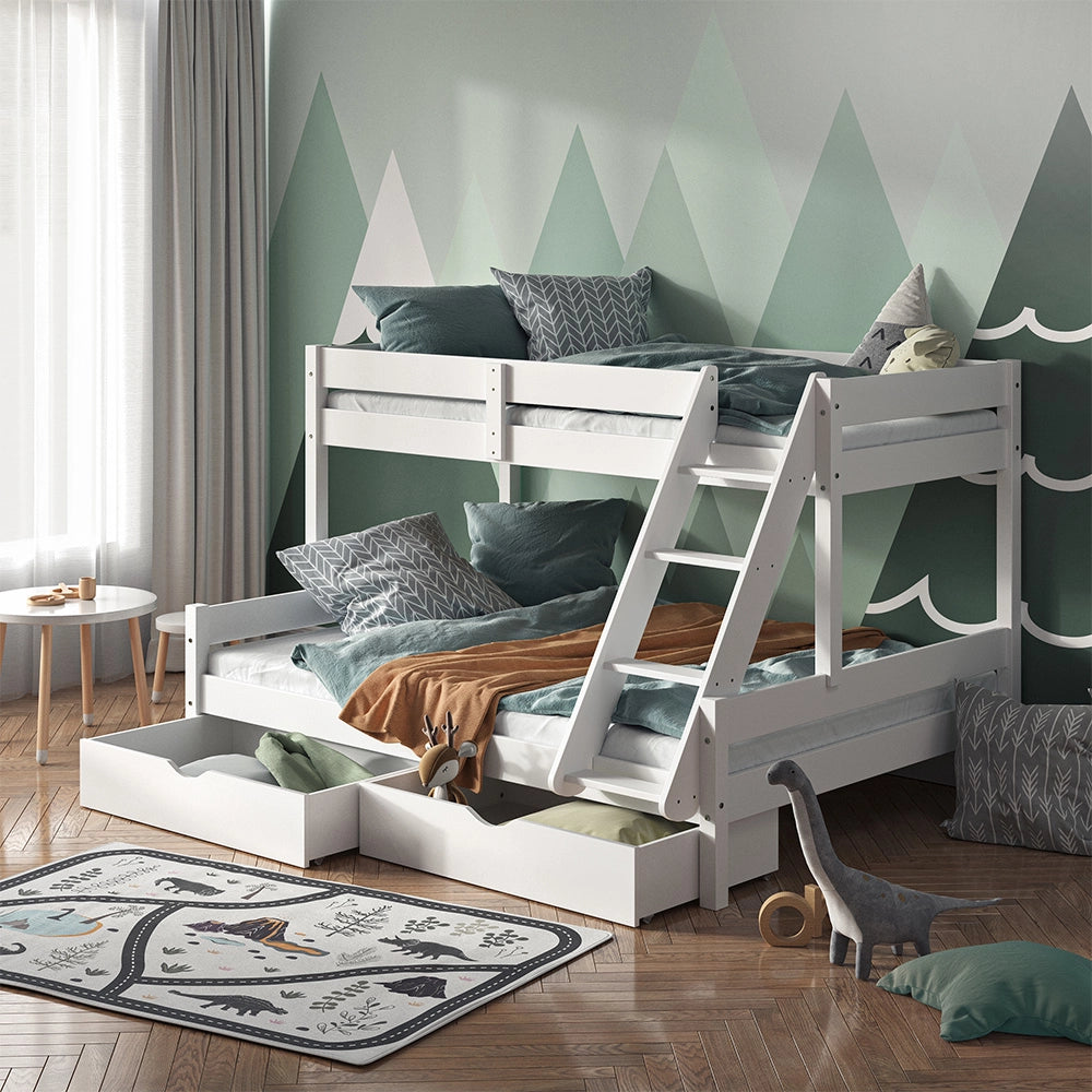 Vitalispa Letto a castello Bianco 140x200 / 90x200 cm con cassetti