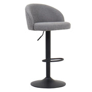 Sgabello da bar HYDRA - Bouclé grigio chiaro - Altezza regolabile 86-107 cm - Gambe in metallo - Stile moderno
