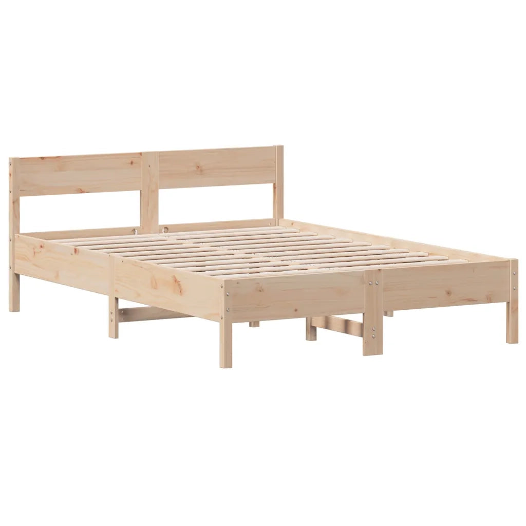 Letto matrimoniale | Letto per adulti | Letto senza Materasso 140x200 cm in Legno Massello di Pino