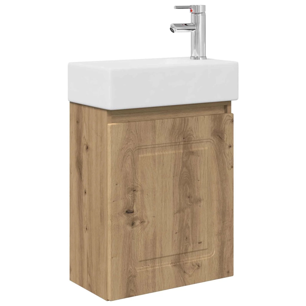 Mobile Bagno | Armadio da bagno con rubinetto Rovere Artigianale