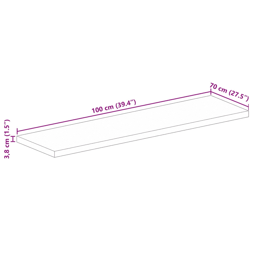 Piano per Tavolo 100x70x3,8cm Rettangolare Legno Massello Mango 371542