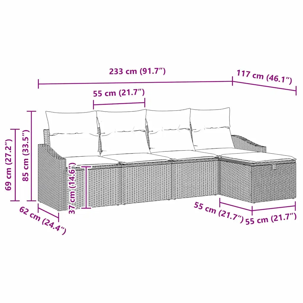 Set di divani con cuscino 5 pcs Beige polyrattan 3359260