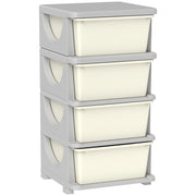 Cassettiera per bambini con 4 cassetti, plastica, crema, 37x37x76 cm ¨C Minimal